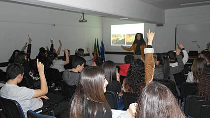 Interação com os alunos na palestra